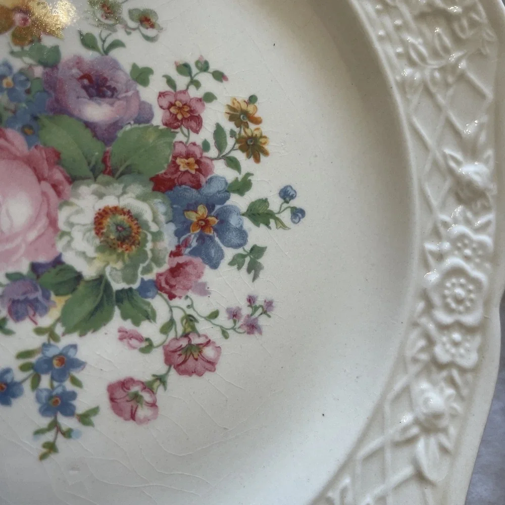 5 Briar Rose by‎ Salem SLM46 Embossed Rim Floral Motif Ivory 6
